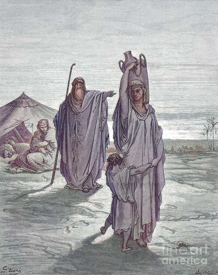 Abraham send Hagar and Ishmael away by Gustave Dore v2 Photograph by Historic illustrations
