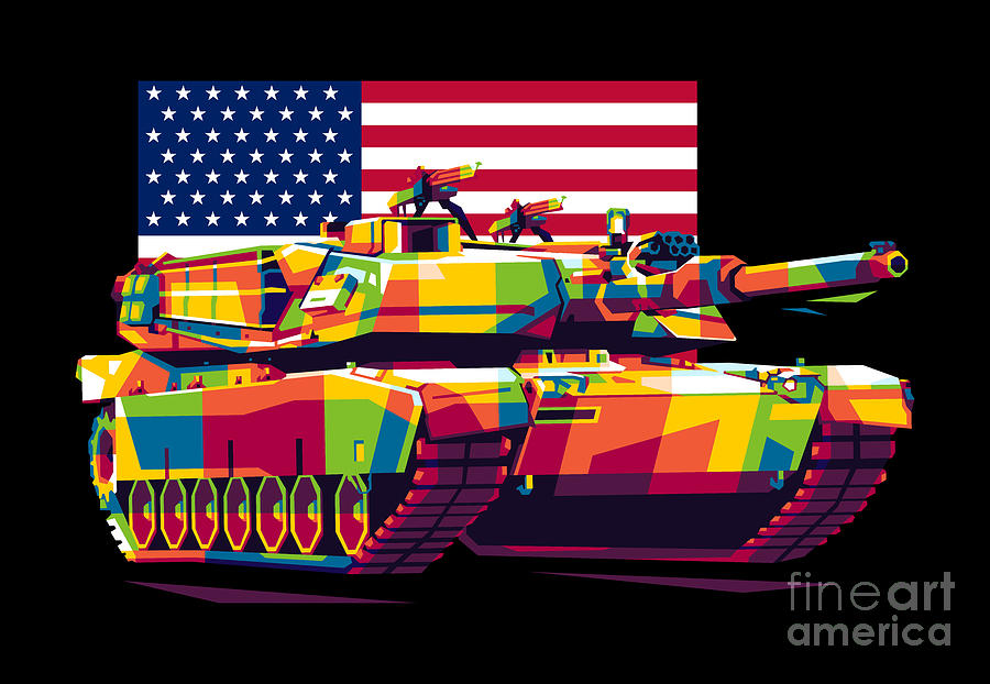 Tank Digital Art - Abrams Tank in WPAP by Lintang Wicaksono