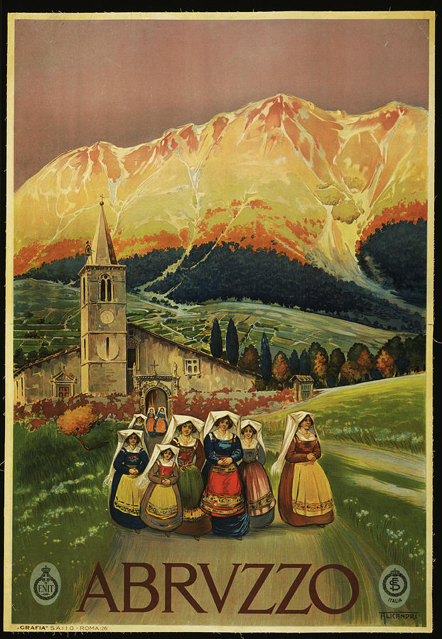Vintage Drawing - Abrvzzo Italy Travel Poster by Travel Posters
