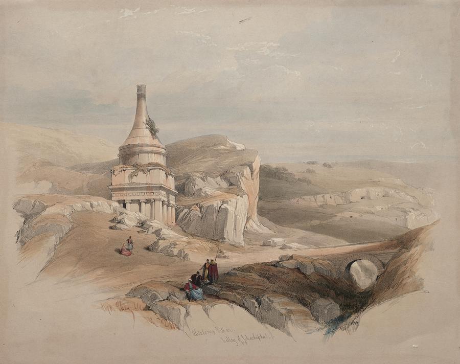 Absaloms Pillar, Valley of Jehoshaphat 1839 David Roberts  Scottish, 1796 to 1864 Painting by MotionAge Designs