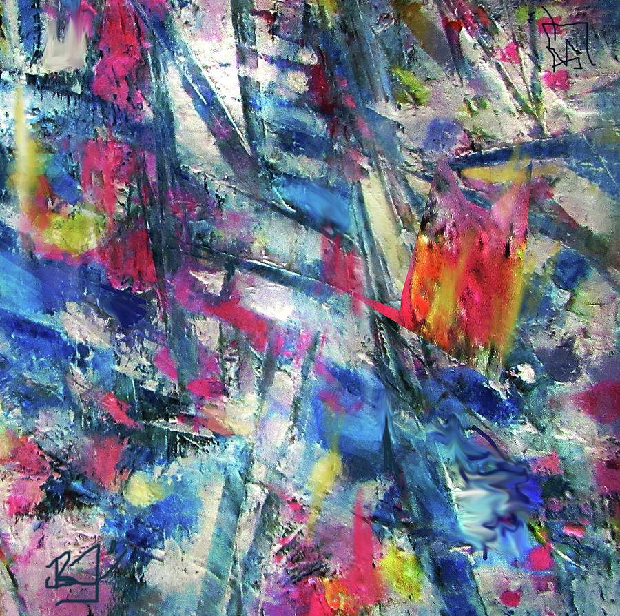 Abstract Mixed Media - Abstract 4-17-20 DETAIL by Jean Batzell Fitzgerald