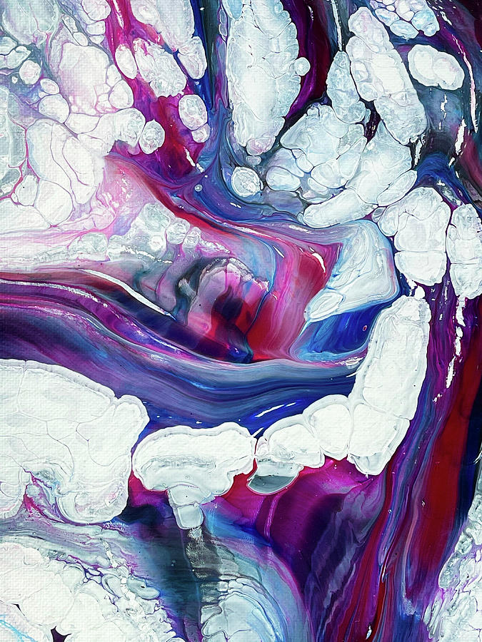 Abstract Acrylic Fluid Painting Blue Magenta White Painting by Matthias Hauser