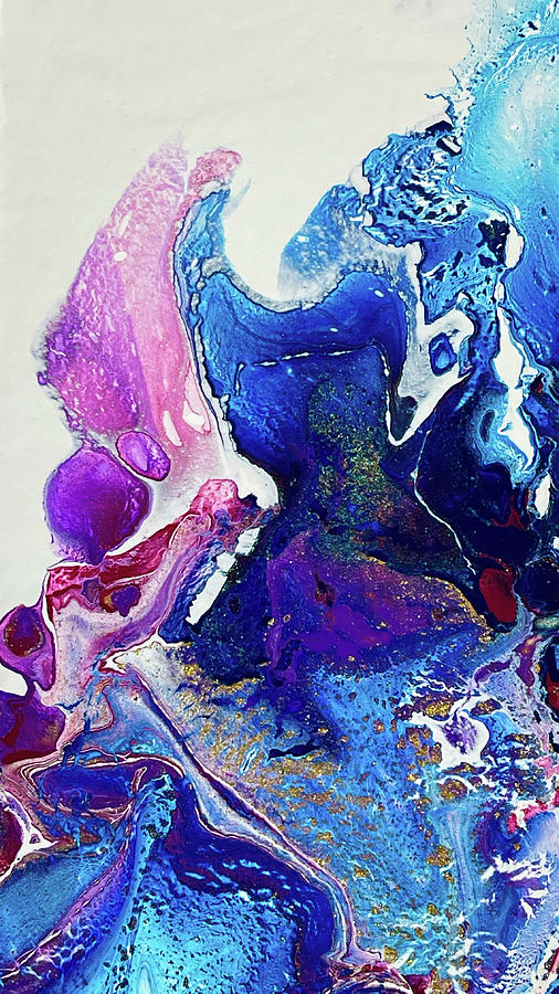 Abstract Acrylic Fluid Painting Blue Purple Pink Painting by Matthias Hauser