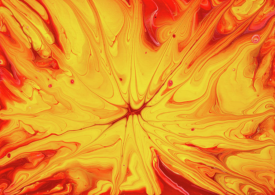 Abstract Acrylic Fluid Painting Orange Red Yellow Painting by Matthias Hauser