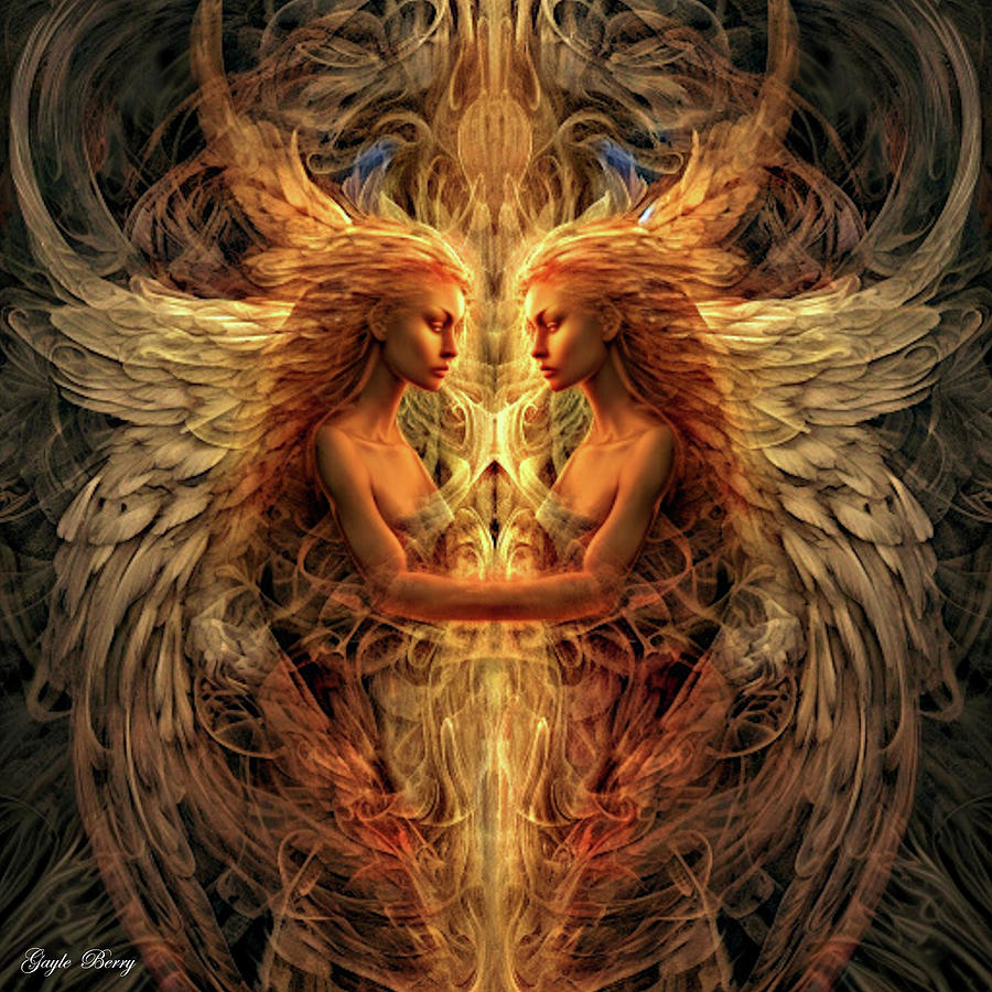 Abstract Digital Art - Abstract Angels by Gayle Berry