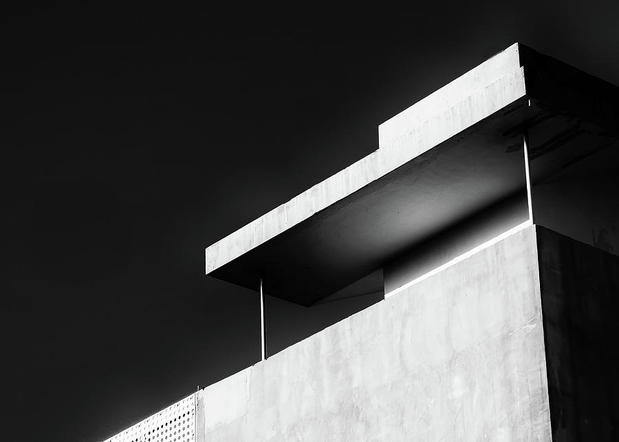 Abstract architecture design. Black and white futuristic exterior background. Black sky copy-space Photograph by Michalakis Ppalis
