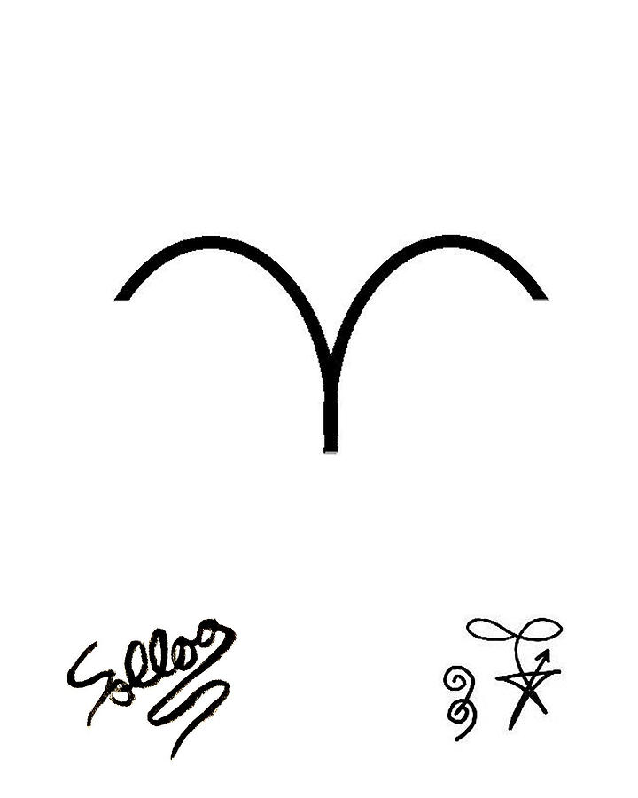 Aries Zodiac Painting - Abstract Aries Zodiac Symbol by Sollog Artist Aries Zodiac Painting - Abstract Aries Zodiac Symbol by Sollog Artist
