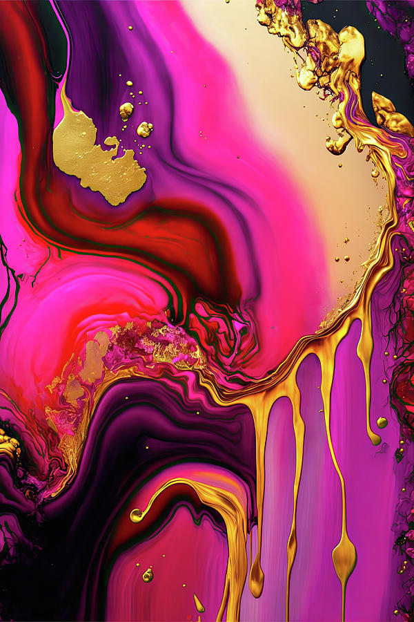 Abstract Art Alcohol Ink Style 10 Pink Purple Gold Digital Art