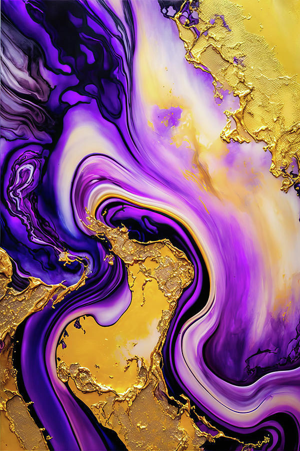 Abstract Art Alcohol Ink Style 19 Purple and Gold Digital Art by Matthias Hauser
