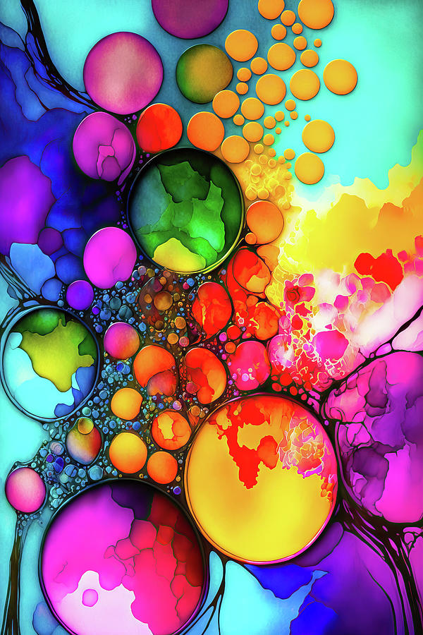 Abstract Art Alcohol Ink Style 25 Colorful Circles Digital Art by Matthias Hauser