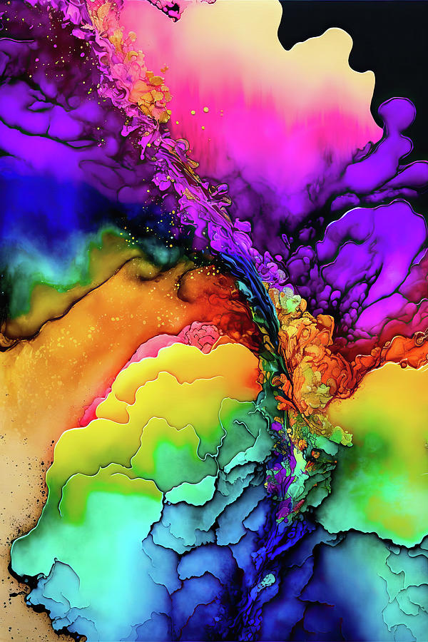 Abstract Art Alcohol Ink Style 28 Colorful Digital Art by Matthias Hauser