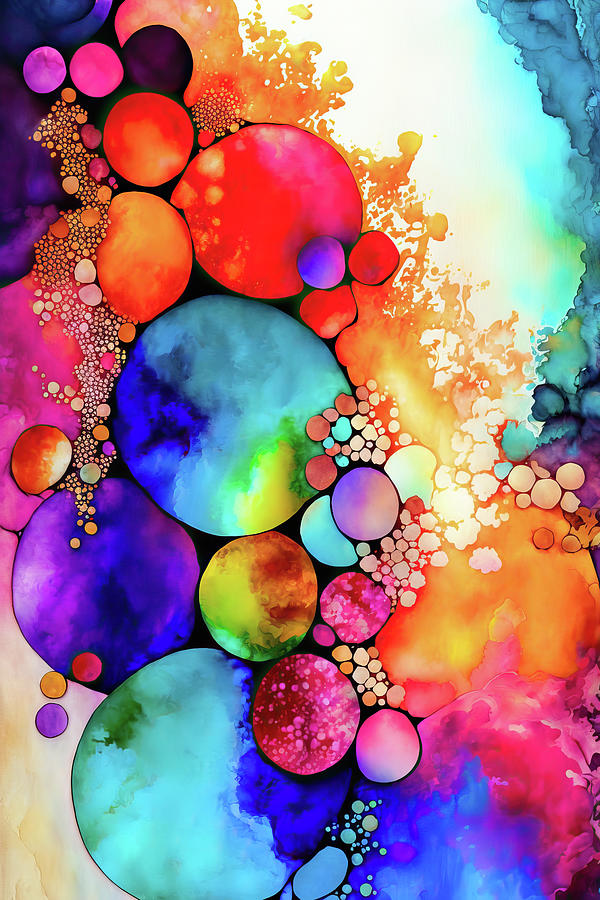 Abstract Art Alcohol Ink Style 29 Colorful Circles Digital Art by Matthias Hauser