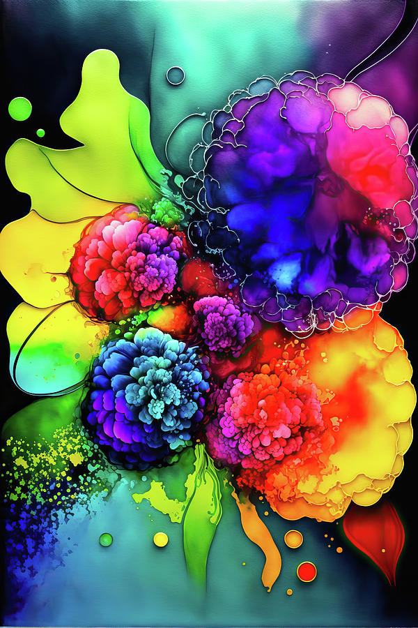 Abstract Art Alcohol Ink Style 31 Summer Flowers Digital Art by Matthias Hauser