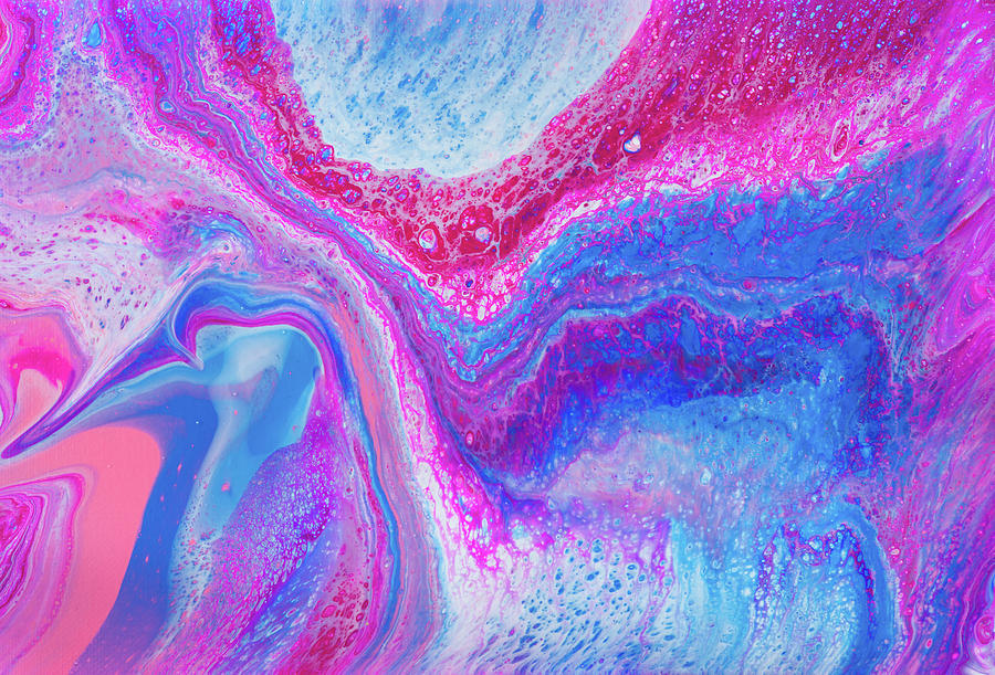 Abstract Art Blue Magenta Pink Purple Acrylic Pouring Painting by Matthias Hauser