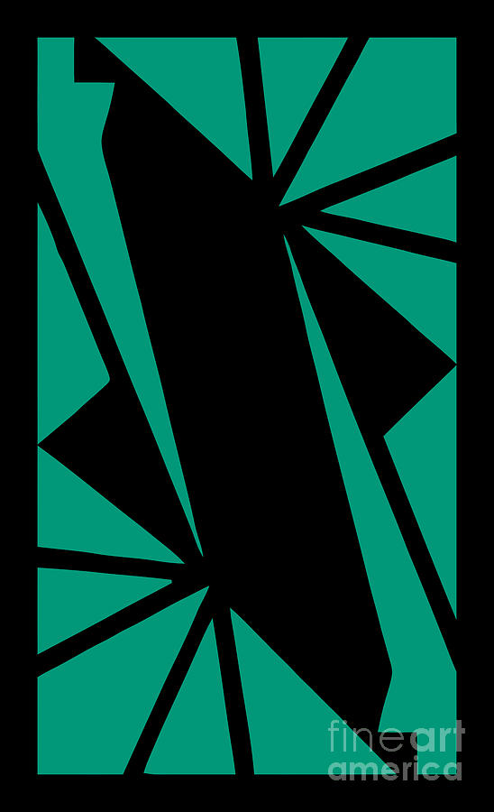 Abstract art deco pattern green black Digital Art by Heidi De Leeuw