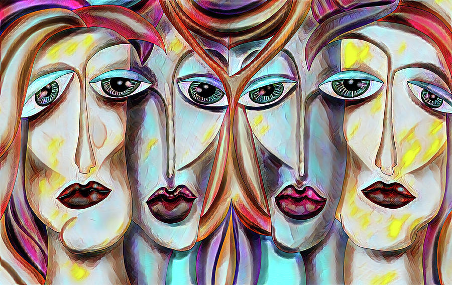 Abstract Art - Four Women Painting by Patricia Piotrak