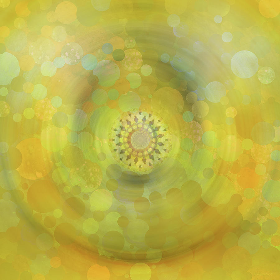 Abstract Art - Mystic Yellow Light Painting by Sharon Cummings