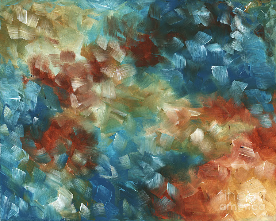 Abstract Painting - Abstract Art Original Aqua Rust Painting Acrylic Canvas Art by Duncanson by Megan Aroon