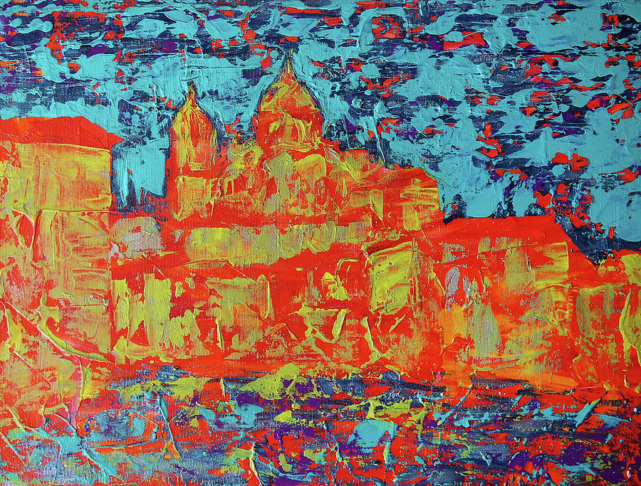 Abstract art painting of the Salamanca church Painting by Denys Kuvaiev