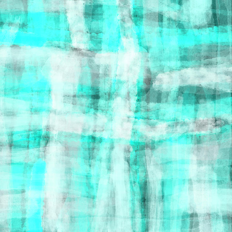 Abstract Art Turquoise And White  Painting by Ann Powell