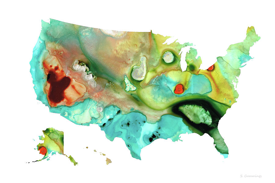 Abstract Art - United States Of America Map 31 - Sharon Cummings Painting by Sharon Cummings