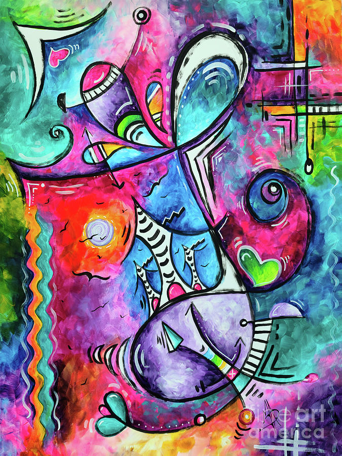 Abstract Art Whimsical Seuss Like Fun Houses Original Painting Modern Artwork Megan Duncanson Painting by Megan Aroon