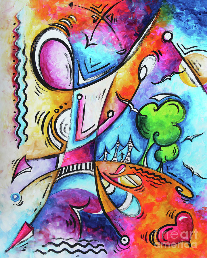 Abstract Painting - Abstract Art Whimsical Seuss Like Happy Joyful Original Painting Modern Artwork Megan Duncanson by Megan Aroon