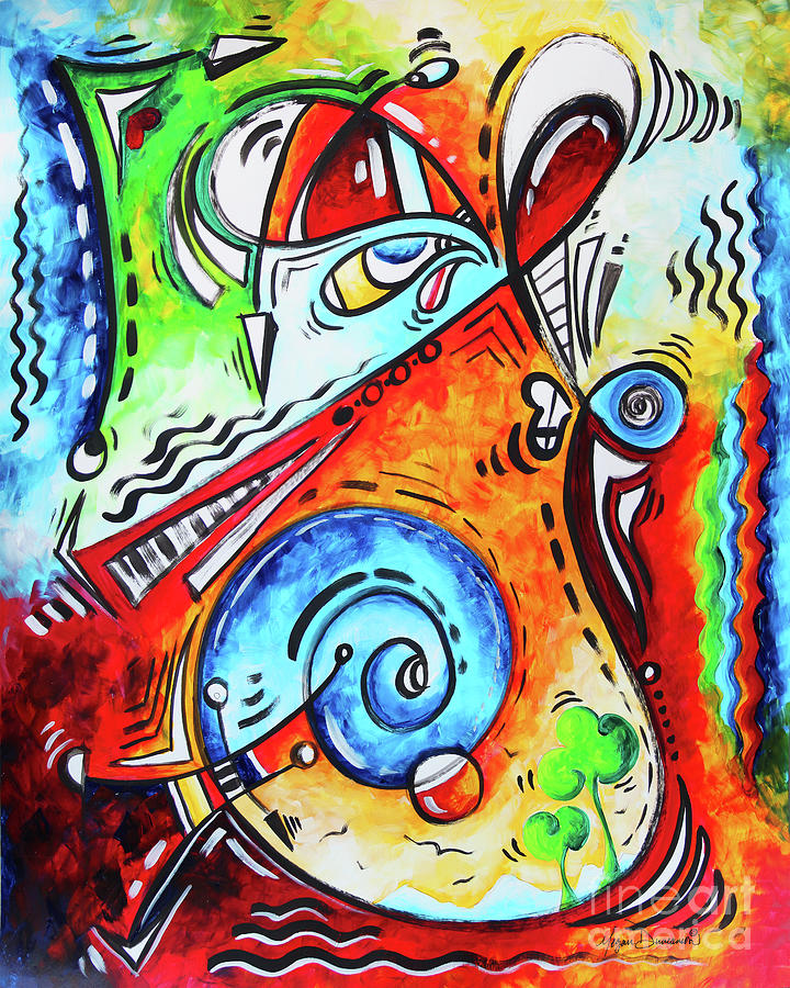 Abstract Art Whimsical Seuss Like Happy Whimsical Original Painting Modern Artwork Megan Duncanson Painting by Megan Aroon