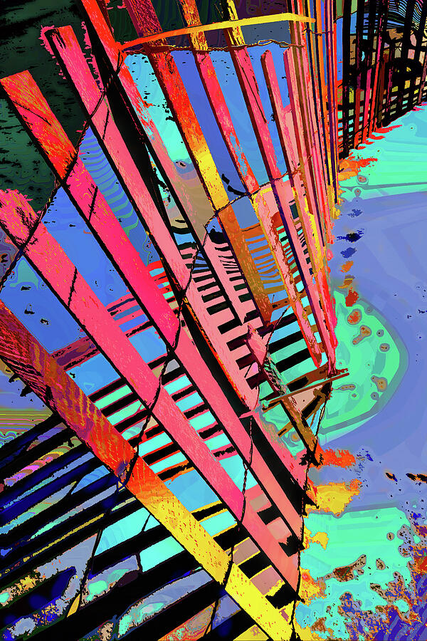 Abstract art with vibrant wooden slats of a snow fence Photograph by Randall Nyhof Abstract art with vibrant wooden slats of a snow fence Photograph by Randall Nyhof