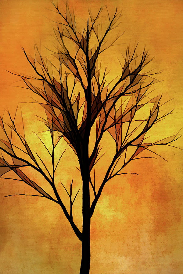 Abstract Autumn Tree Silhouette Digital Art by Peggy Collins