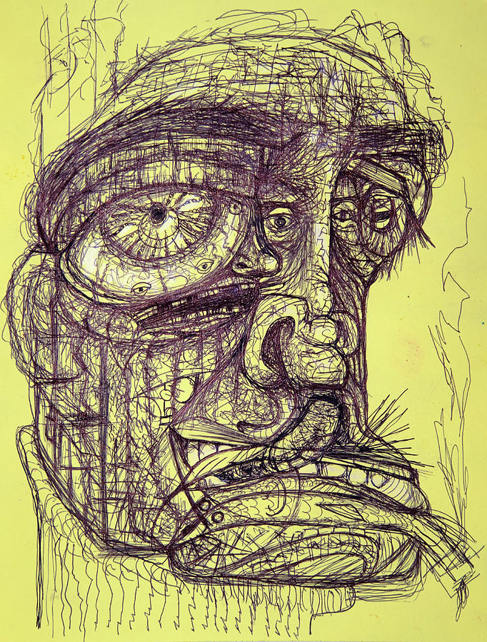 Abstract Bald Man Drawing by Aron Sanzio | Pixels