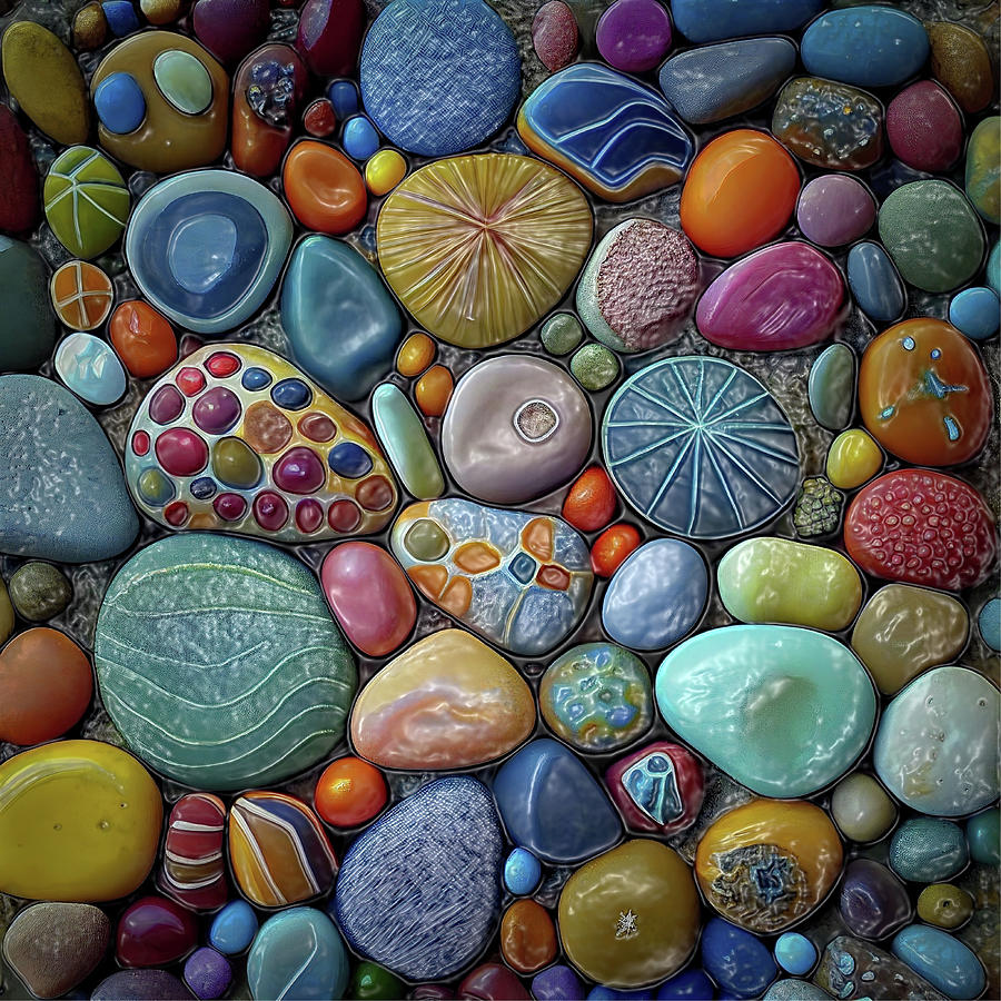  Beach Pebbles Abstract 1 Digital Art by OLena Art