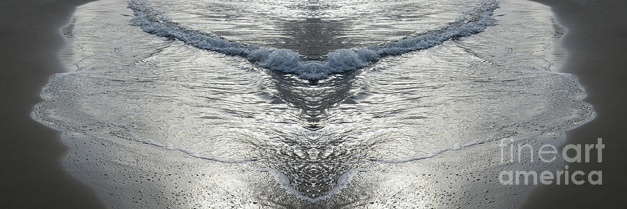 Wave and reflections on the beach, sea water meets symmetry Digital Art by Adriana Mueller