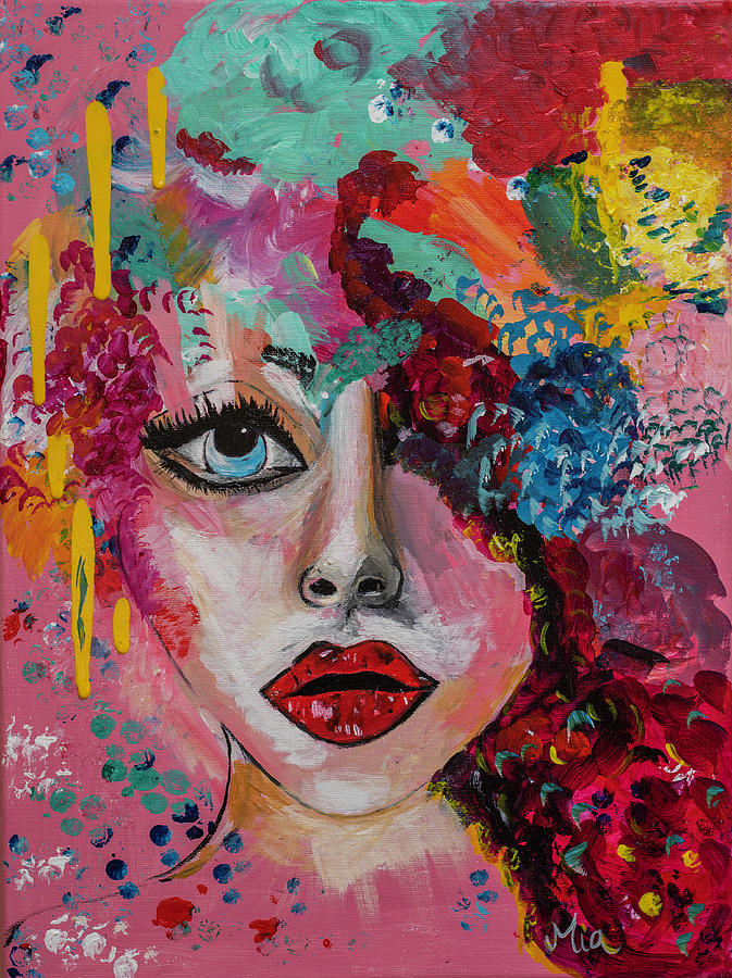 Abstract - big eyes woman Painting by Orsolya Holes