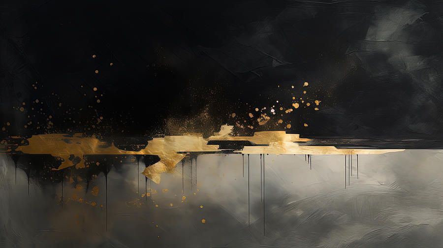 Abstract Black And Gold Art Painting