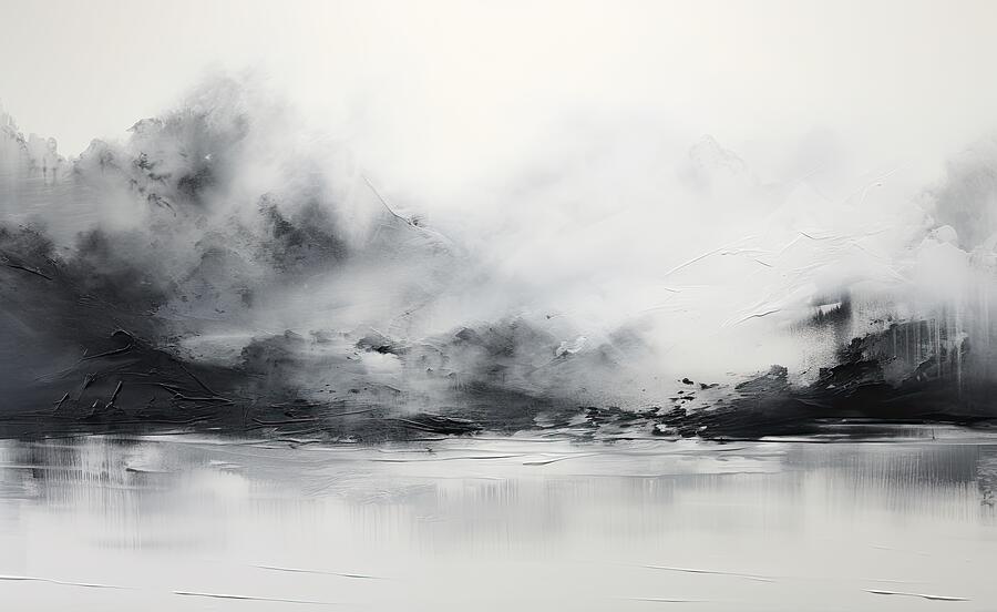 Abstract Black and White Art - Whispering Mists Painting by Danielle ...