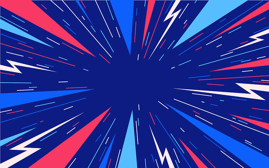 Abstract Blast Excitement Explosion Lightning Bolt Patriotic Background Drawing by Filo