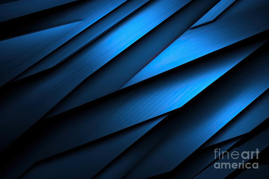 Abstract Painting - Abstract Blue And Black Are Light Pattern With The Gradient Is The With Floor Wall Metal Texture Soft Tech Diagonal Background Black Dark Clean Modern by N Akkash