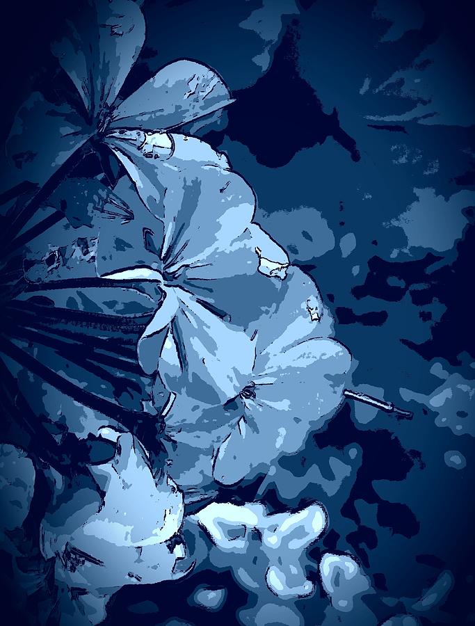 Abstract Blue Flora Digital Art by Loraine Yaffe