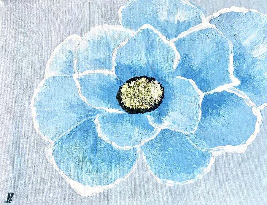 Abstract blue flower Painting by Barbara Magor
