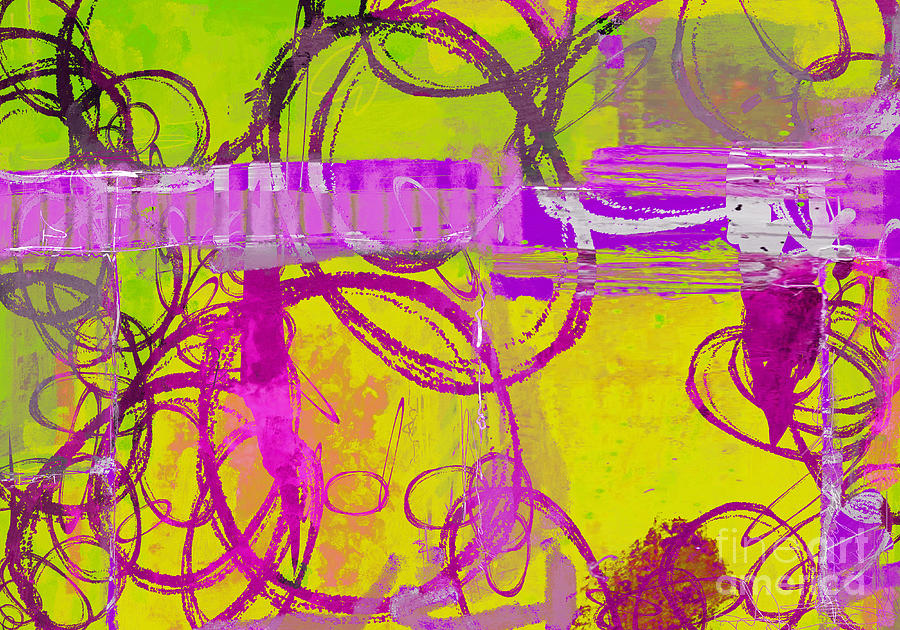 Abstract Blue Green Art - In Hope We Gather in Yellow Green Digital Art by Patricia Awapara