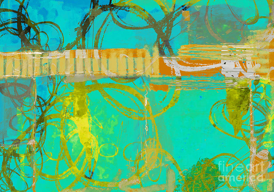 Abstract Blue Green Art - In Hope We Gather Mixed Media by Patricia Awapara