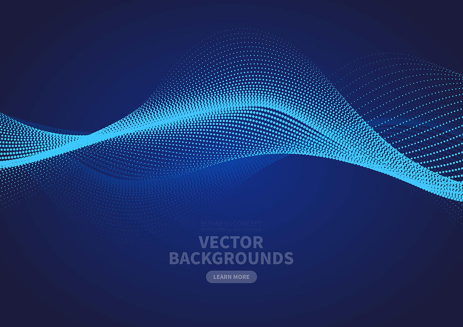 Abstract blue particle ripple vector design Drawing by Sesame