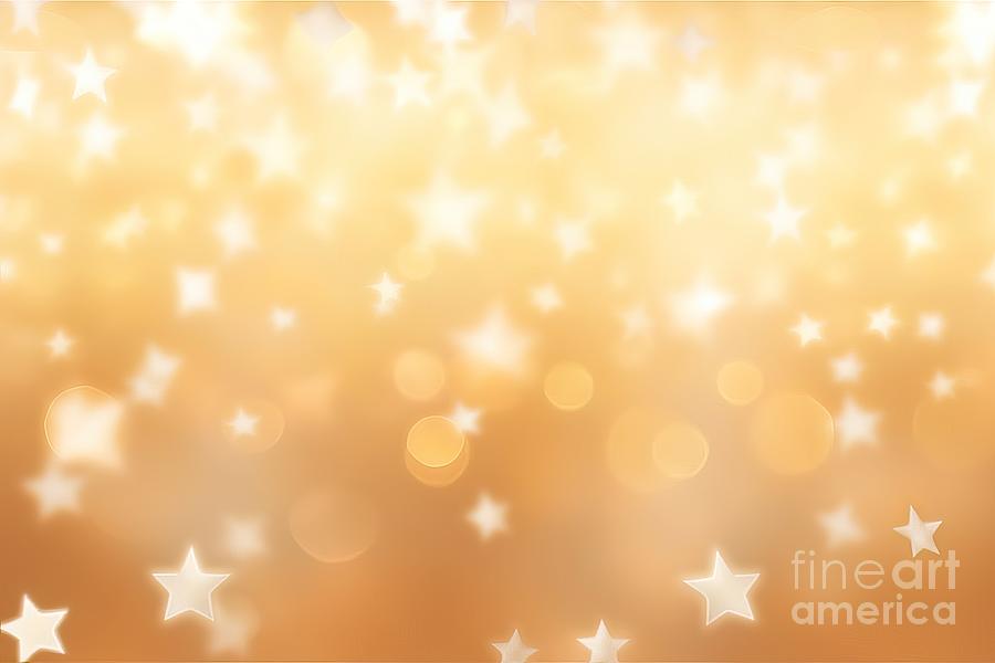 Christmas Painting - Abstract Blur Soft Gradient Gold Color Background With Star Glittering Light For Show Promote And Advertisee Product And Content In Merry Christmas And Happy New Year Season Collection Concept by N Akkash