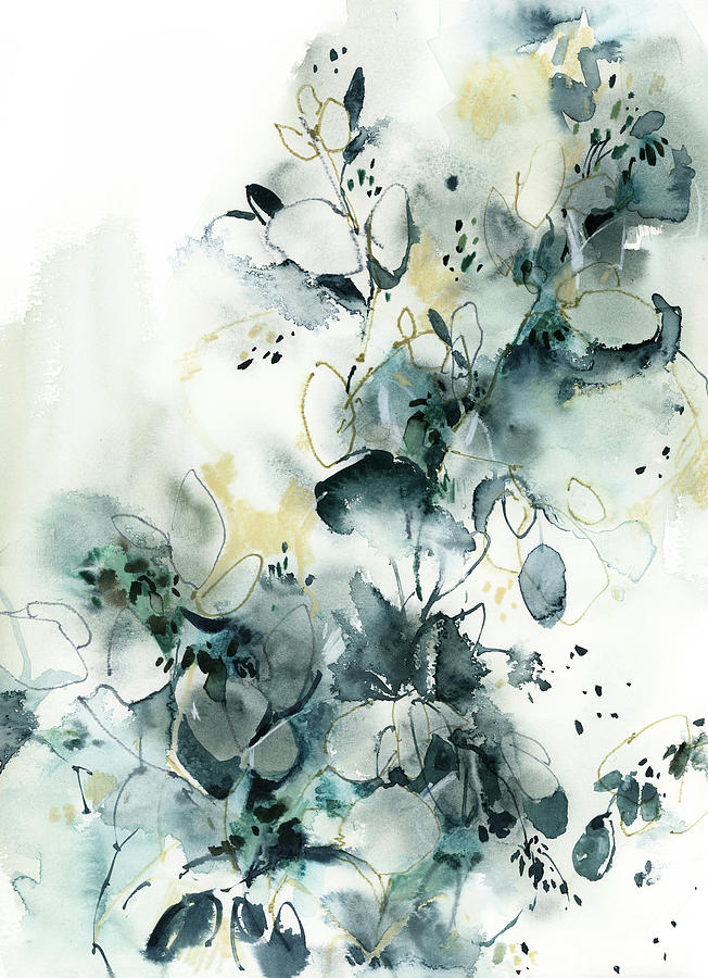 Flower Painting - Abstract botanical in teal and sand by Sophia Rodionov