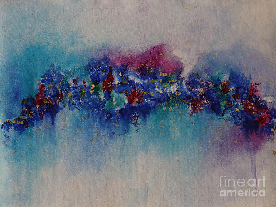 Abstract Bouquet in Blue  Painting by Cathy Beharriell
