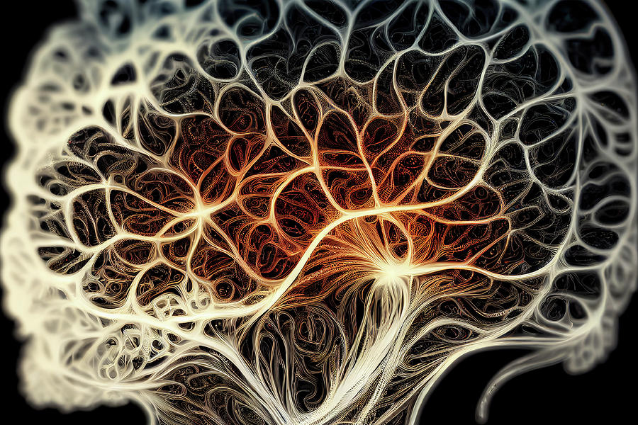 Abstract brain fractal background. digital illustration. tree mind ...