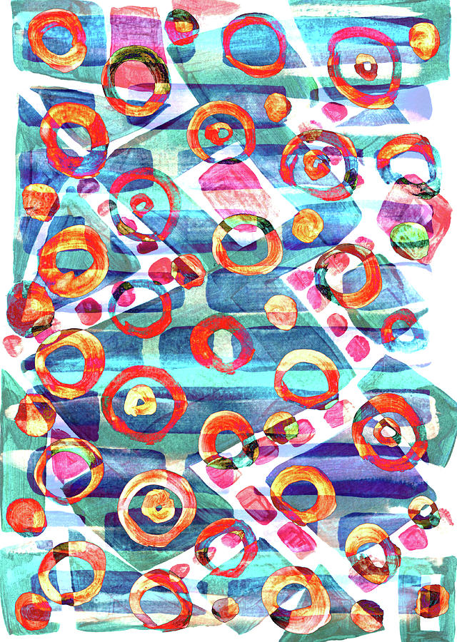 Abstract Bright Colorful Pattern Mixed Media