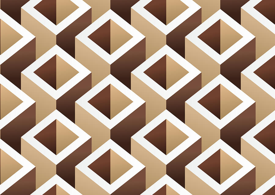 Abstract Brown Cube Pattern Background Drawing by Naqiewei