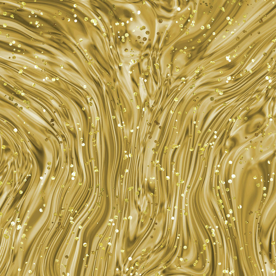 Abstract Brown Liquid with Gold Glitter Digital Art by Sambel Pedes